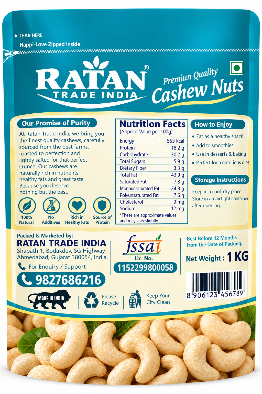 RATAN TRADE INDIA Premium 4-in-1 Dry Fruits Combo Pack 1600g | Almonds, Pistachios, Cashews & Walnuts