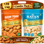 RATAN TRADE Premium Cashew & Almond Combo Pack - 1kg + 1kg | Wholesale Pack
